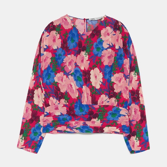 ZARA BNWT Belted Floral Print Pants + Draped Top 2pc Coord Set - Picture 6 of 8